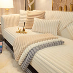 Winter Thickened Faux Rabbit Fur Sofa Cushion, Warm Seat Pad, Sofa Slipcover 