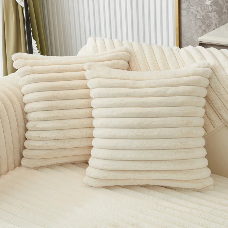 Winter Thickened Faux Rabbit Fur Sofa Cushion, Warm Seat Pad, Sofa Slipcover 